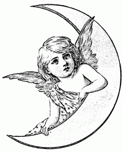 Angel Moon Vintage Graphics Fairy Coloring Page