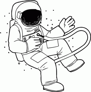 Astronaut Space Fly Coloring Page