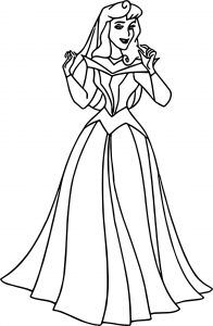 Aurora Dress Cartoon Girl Coloring Page