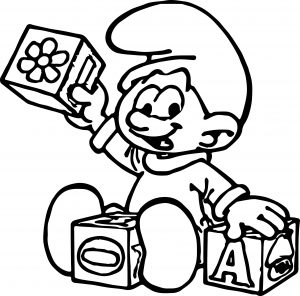 Baby Smurf Playing Toy Coloring Page