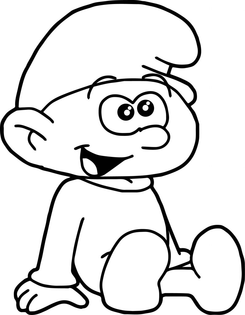 Cute Baby Smurf Happy Coloring Page - Wecoloringpage.com