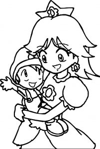 Daisy And Baby Super Mario Coloring Page