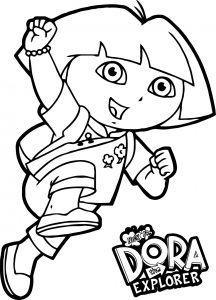 Dora Happy Running Coloring Page