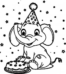 Elephant Birthday Coloring Page