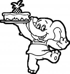 Elephant Coming Cake Coloring Page