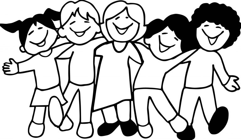 Five Kids Friendship Coloring Page | Wecoloringpage.com