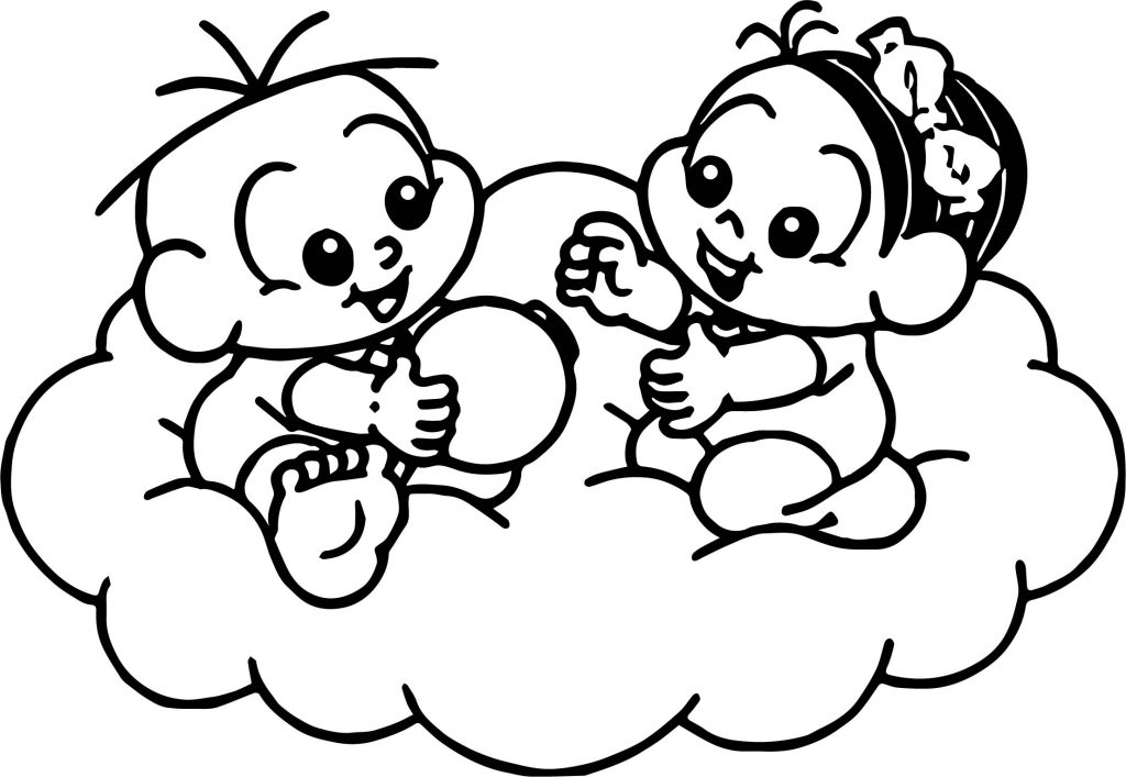 Game Of Monica To Paint Baby On Cloud Coloring Page - Wecoloringpage.com