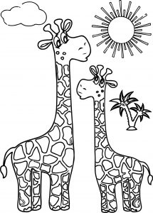 Giraffe Sun Coloring Page