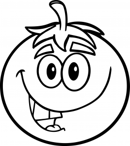 Happy Tomato Cartoon Character Coloring Page