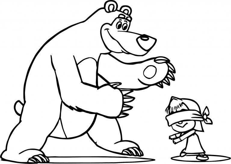 Mawa Kawa Masha And Bear Hiding Coloring Page | Wecoloringpage.com