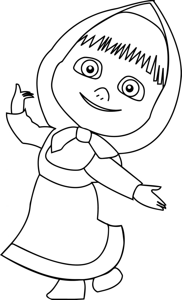 Mawa Kawa Masha Girl Bear Coloring Page | Wecoloringpage.com