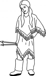 Native American Indian Arrow Girl Coloring Page