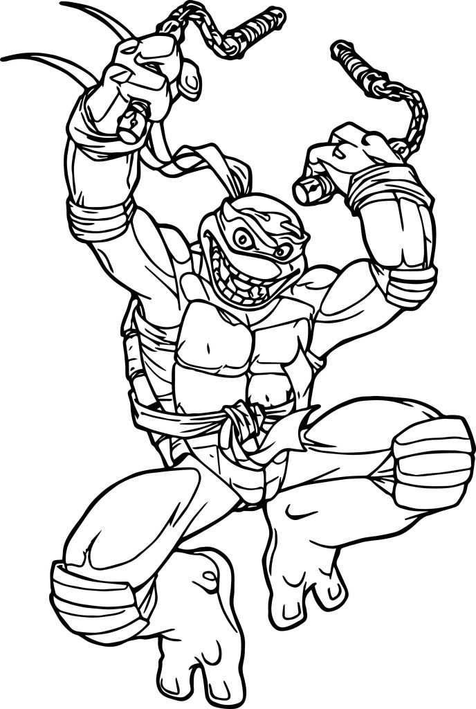 Ninja Tortoise Turtle Attack Coloring Page - Wecoloringpage.com