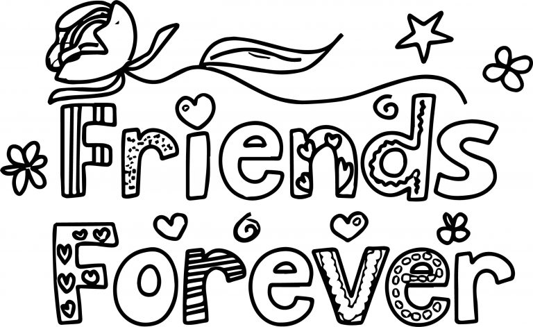 Pal Of A Colorful Friends Forever Words With Designs Coloring Page ...