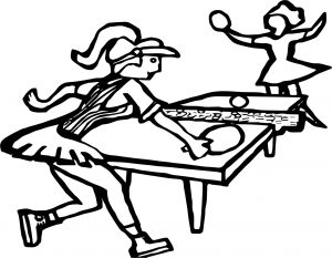 Playing Table Tennis Coloring Page