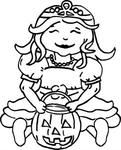 Princess Halloween Pumpkin Coloring Page