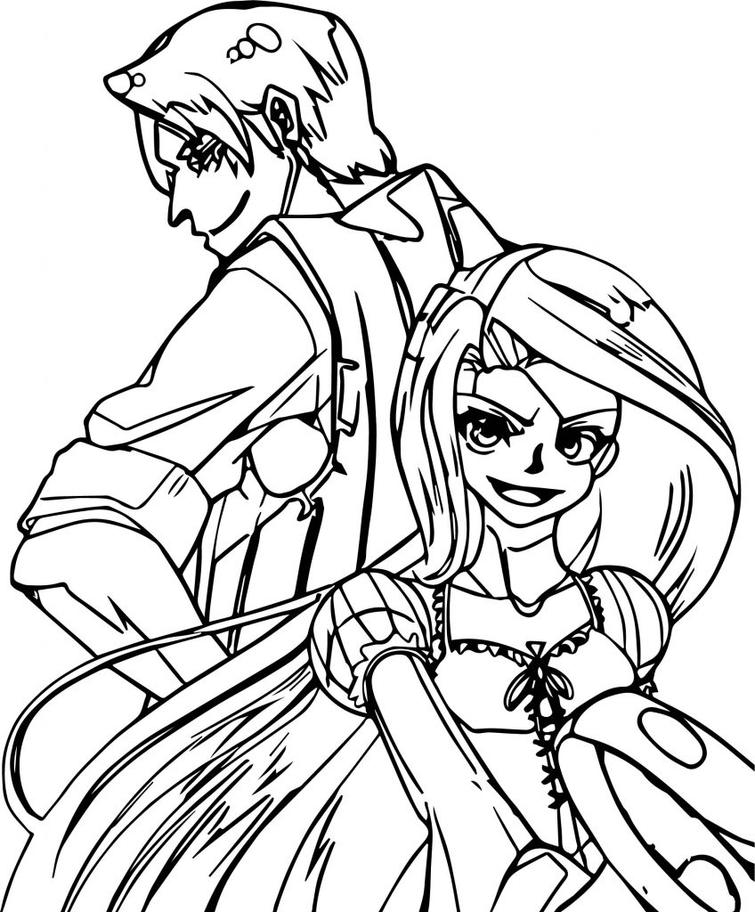 Rapunzel And Flynn Crazy Manga Coloring Page - Wecoloringpage.com