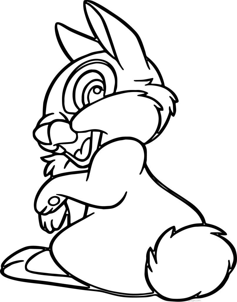 Simple Disney Bambi Thumper Bunny Cartoon Coloring Page ...