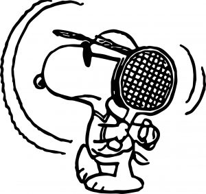 Snoopy Tennis Playing Coloring Page