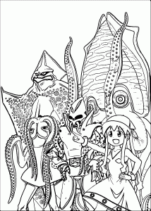 Squid Girl And Creatures Coloring Pages