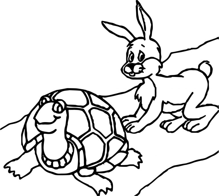 Tortoise Turtle Bunny Coloring Page - Wecoloringpage.com