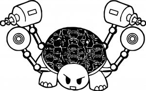 Tortoise Turtle With Gun Coloring Page