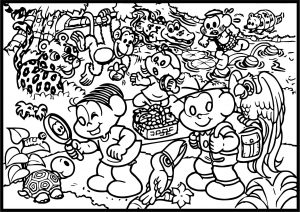 Turma Da Monica Friends And Animals Coloring Page