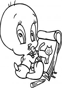 Tweety Drawing Cat Coloring Page