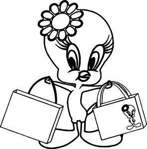 Tweety Shopping Coloring Page