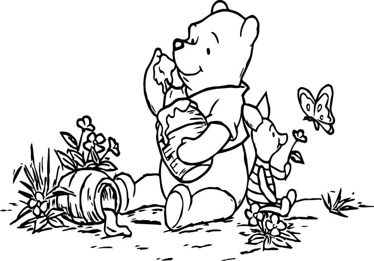 Winnie The Pooh Butterfly Coloring Page | Wecoloringpage.com