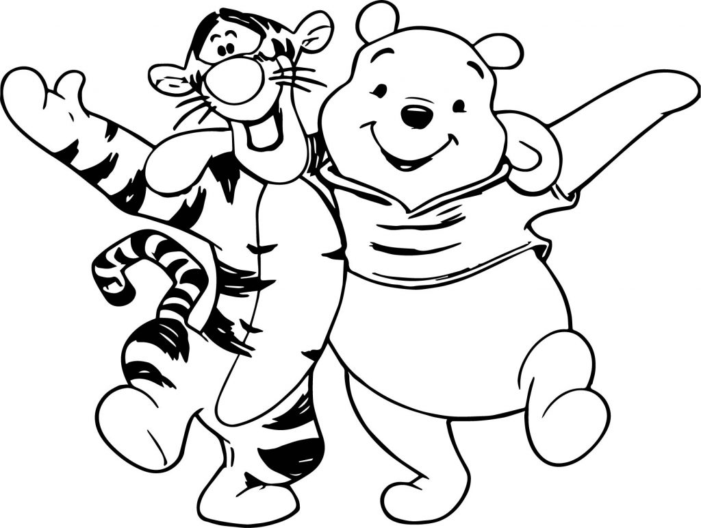 Winnie The Pooh Friend Together Coloring Page - Wecoloringpage.com