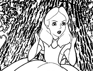 Alice In The Wonderland Stay On Tree Coloring Page