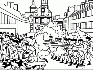 American Revolution Scene War In City Coloring Page