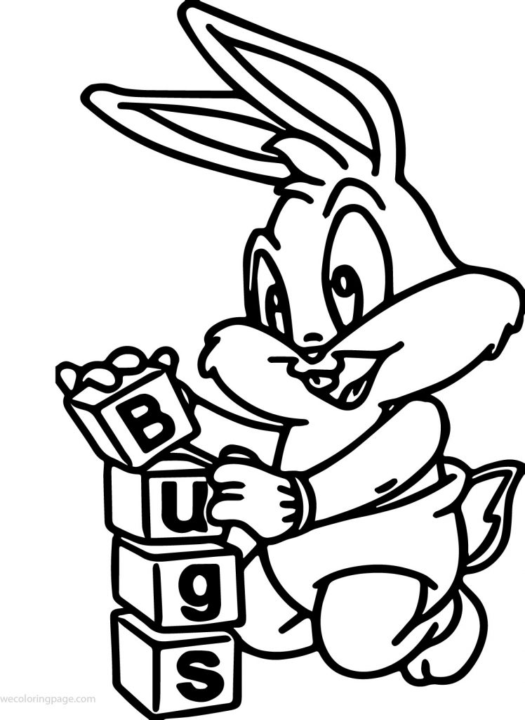 Baby Bugs Bunny Abc Cube Playing Coloring Page - Wecoloringpage.com