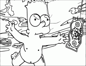Bart Simpson Nevermind Underwater Money Coloring Page