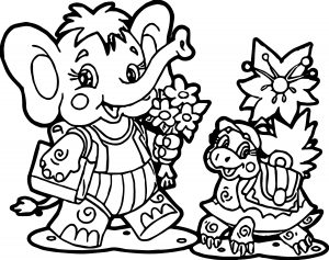 Elephant Turtle Coloring Page