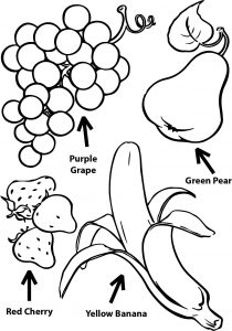 Grape Cherry Banana Pear Coloring Page