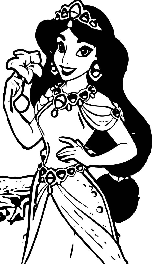 Jasmine In Flames Flower Aladdin Coloring Page - Wecoloringpage.com