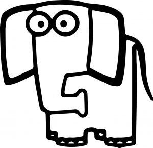 Square Elephant Cartoon Coloring Page