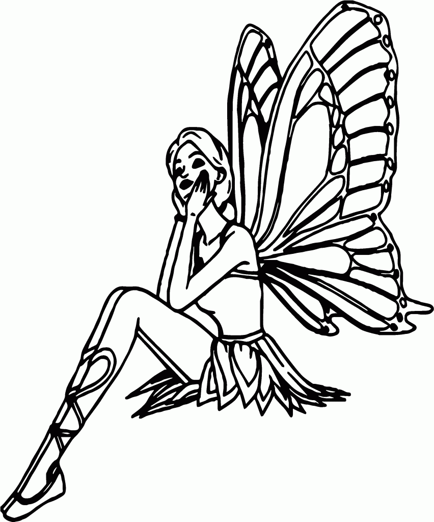 Thinking Butterfly Angel Coloring Page - Wecoloringpage.com