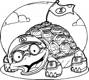 Tortoise Turtle Flag Coloring Page