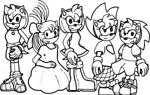 Amy Rose And Sonic Family Coloring Page