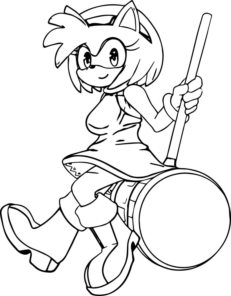 Amy Rose Sitting Hammer Coloring Page - Wecoloringpage.com