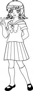 Anime Girl Peace Coloring Page