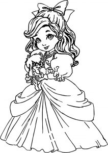 Child Anastasia And Cute Dog Coloring Page