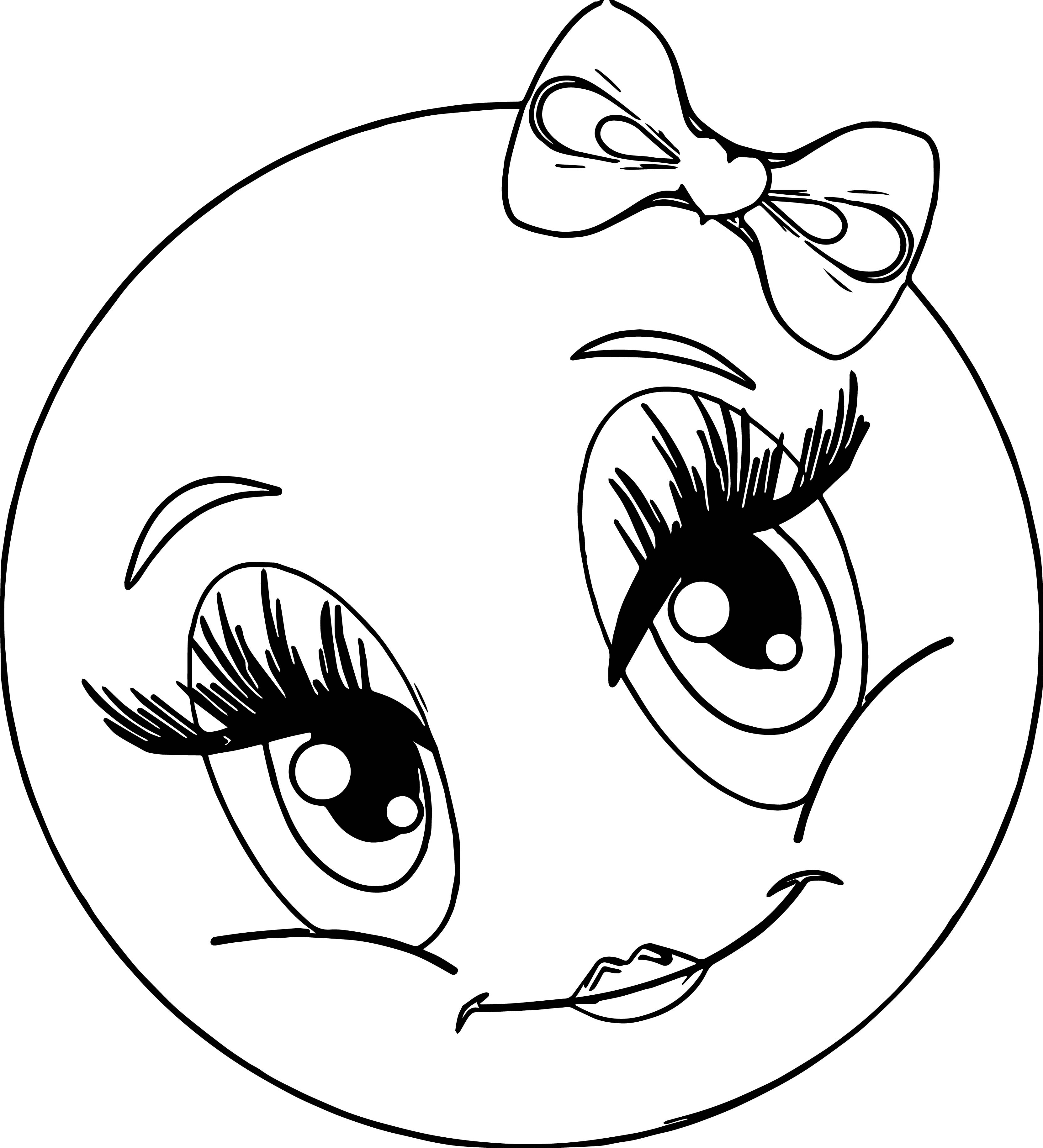 Cute Girl Smiley Faces Coloring Page