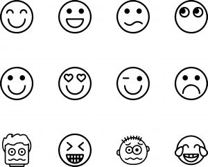 Emoticons Collection Set Feelings Coloring Page