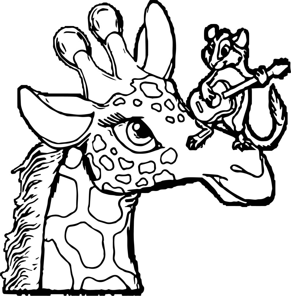 Giraffe And Squirrel Music Coloring Page - Wecoloringpage.com