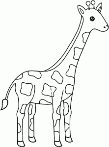 Giraffe Cute Kids Coloring Page