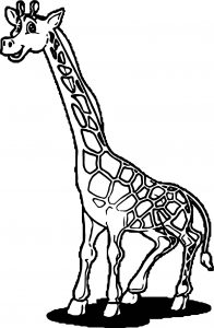 Giraffe Happy Cartoon Coloring Page